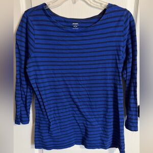 Old Navy Women's Navy and Black Striped 3/4 sleeves